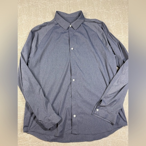 Lululemon Bonded Voyage Navy Button Down Performace Shirt READ BELOW - Picture 1 of 5